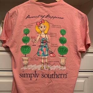 Simply Southern Pursuit of Preppiness T-shirt in pink; Women’s size medium